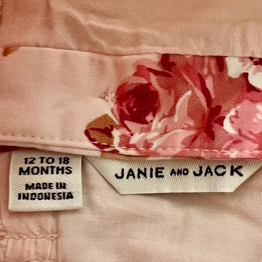 Janie And Jack Dress Girls 12-18 Months Pink Floral Bow Ruffle Cotton Party - Picture 6 of 9